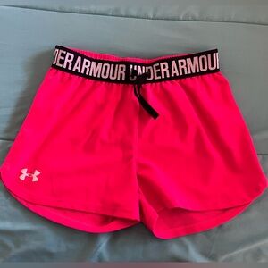 Under Armour Pink Athletic Shorts with Black Trim